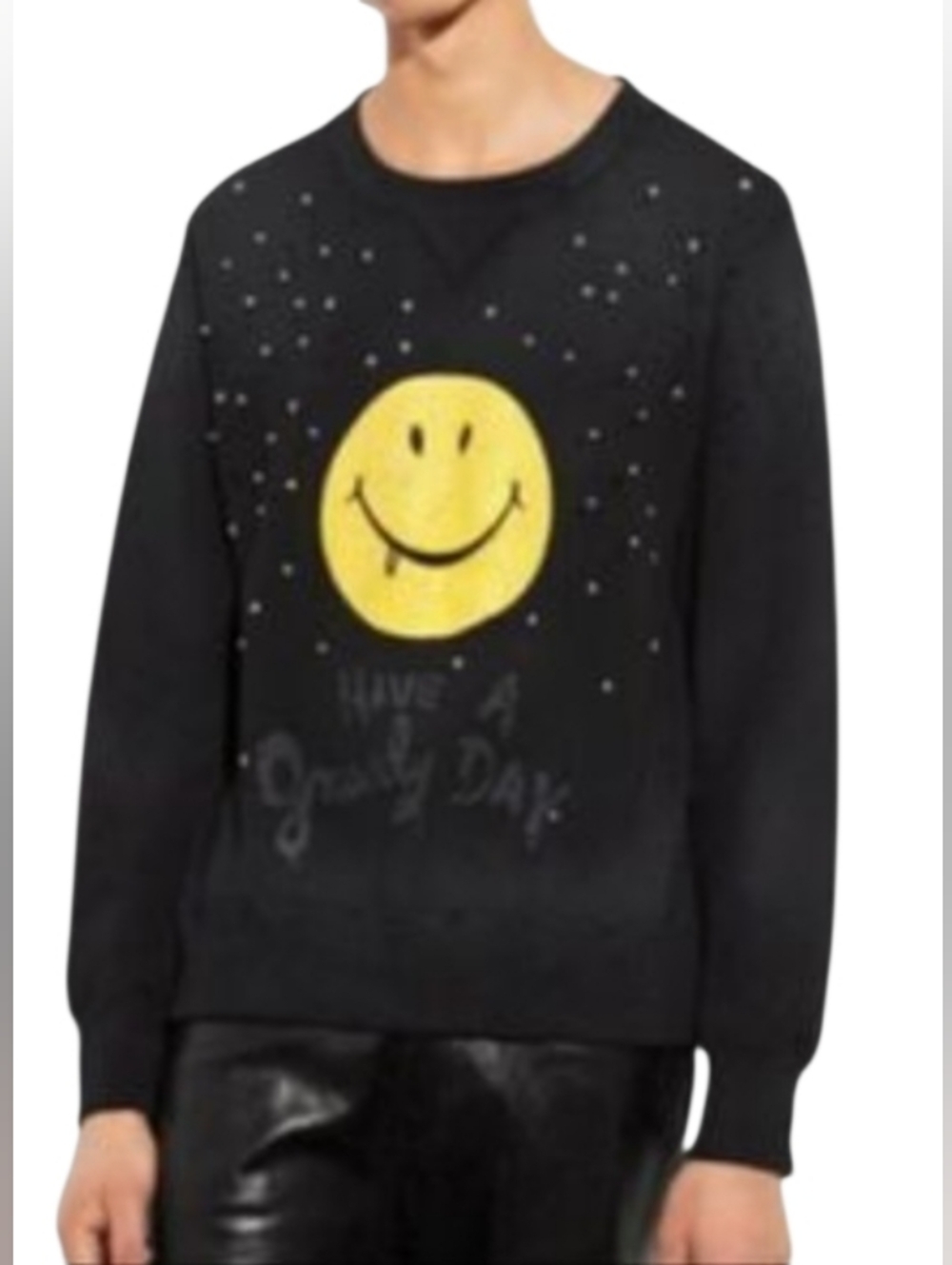 Coach NWT Have A Gnarly Day Distressed Sweatshirt Black And Yellow Size Small